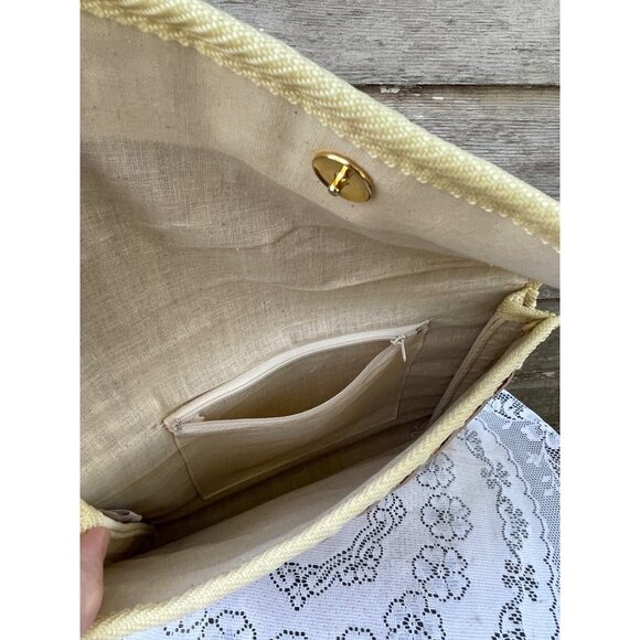 Vintage 1970s Woven Straw Crossbody Bag Purse Boho Retro - Picture 2 of 10